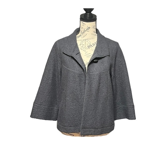 Sandro Sportswear Textured Wool 2 Button Cape Kimono Sleeves Chic Minimalist - Picture 1 of 6